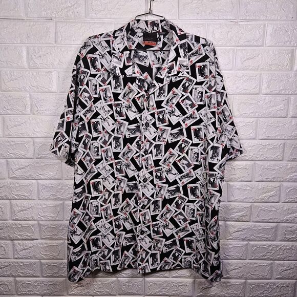 C-TWO Mens 2XL Button Front Shirt Poker Cards Pin Up Girls Lounge Bowling ZB - Picture 1 of 5